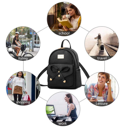 I IHAYNER Girls Bowknot Cute Leather Backpack Mini Backpack Purse for Women