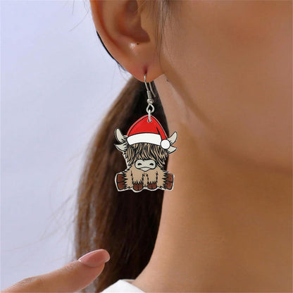 Christmas Earrings for Women Cute Colorful Acrylic Christmas Santa Claus Tree Gingerbread Men Earrings Funny Christmas Cat Dinosaur Earrings Xmas New Year Party Earrings Holiday Earrings