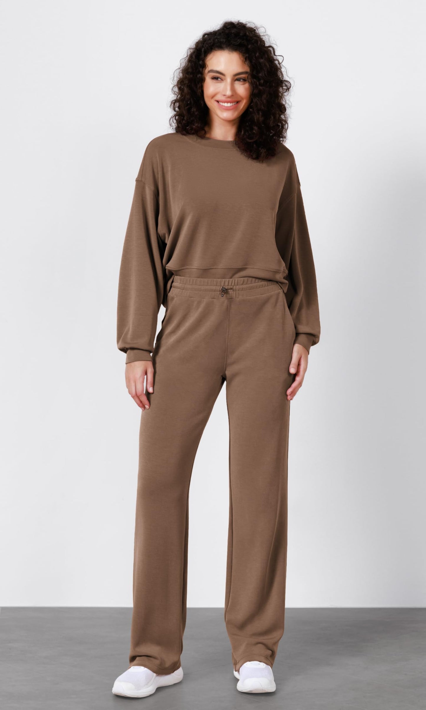 ODODOS Women's Modal Soft Wide Leg Pants with Pockets Adjustable Shockcord High Waist Casual Lounge Pants-27/29/31" Inseam