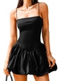 Bubble Corset Dress, Drop Waist Sexy Spaghetti Strap, Going Out Birthday, Square Neck Mini Dresses for Women
