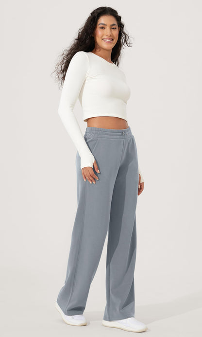 ODODOS Women's Modal Soft Wide Leg Pants with Pockets Adjustable Shockcord High Waist Casual Lounge Pants-27/29/31" Inseam