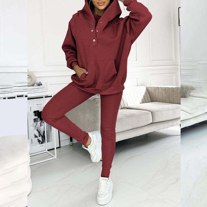 Lounge Sets for Women - 2 Piece Button Thick Outfits Sweatsuit Hoodies with Pants Fall Jogging Track Suits for Women