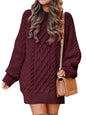 ANRABESS Women Long Sleeve Oversized Cable Knit Chunky Baggy Loose Pullover Tunic Mini Sweater Dress 2024 Trendy Fall Outfits
