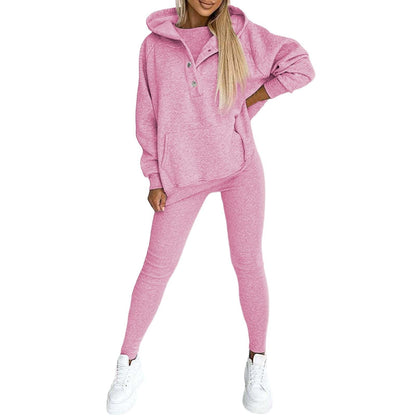 Lounge Sets for Women - 2 Piece Button Thick Outfits Sweatsuit Hoodies with Pants Fall Jogging Track Suits for Women