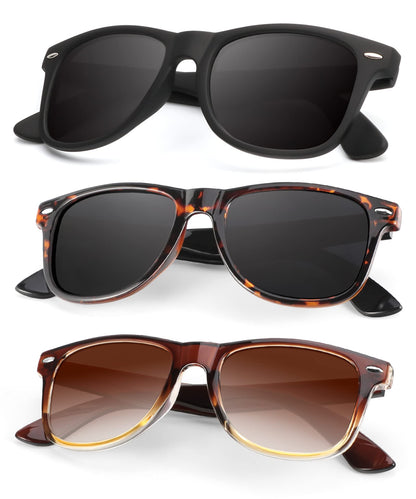 KALIYADI Polarized Sunglasses for Men and Women Matte Finish Sun glasses Color Mirror Lens UV Blocking (3 Pack)