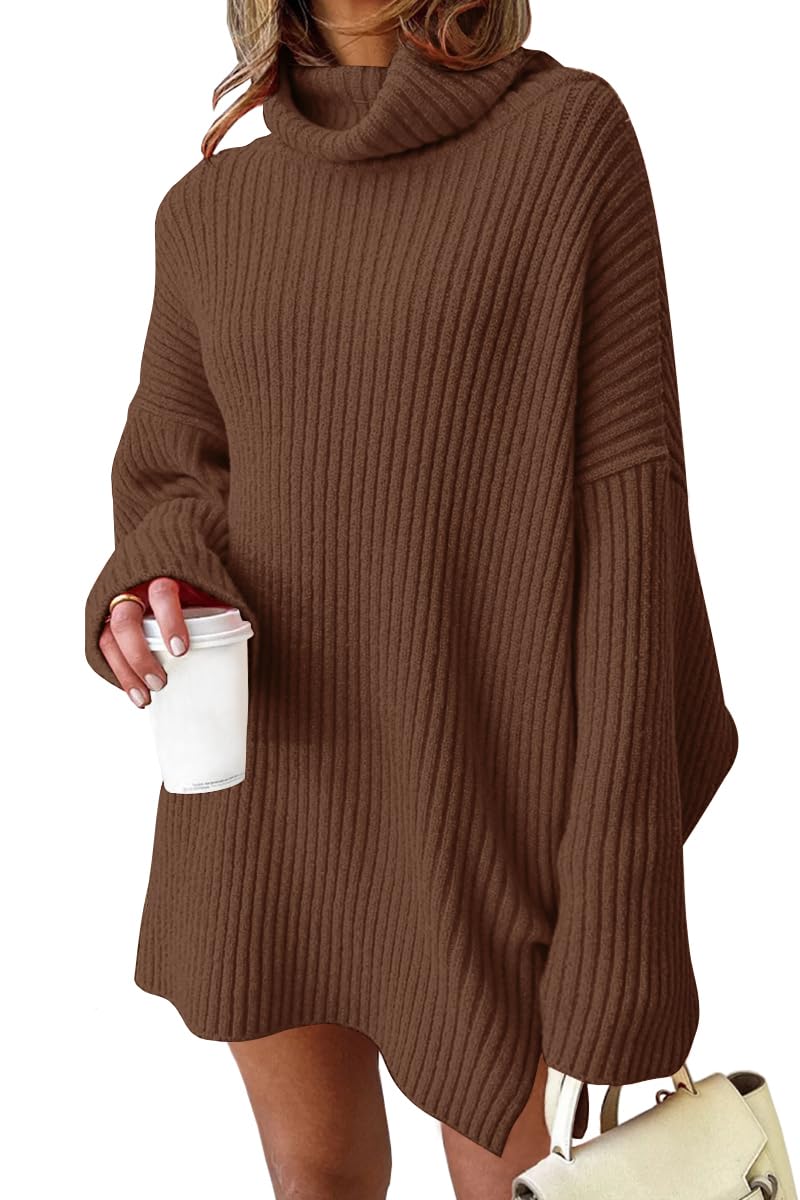 LILLUSORY Womens Turtleneck Oversized Long Sweater Dress 2024 Plus Size Tunic Pullover Knit Fall Dresses