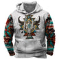 PORCLAY Mens Aztec Hoodie Western Cowboy Hooded Sweatshirt Country Graphic Print Oversized Pullover Shirts with Pocket