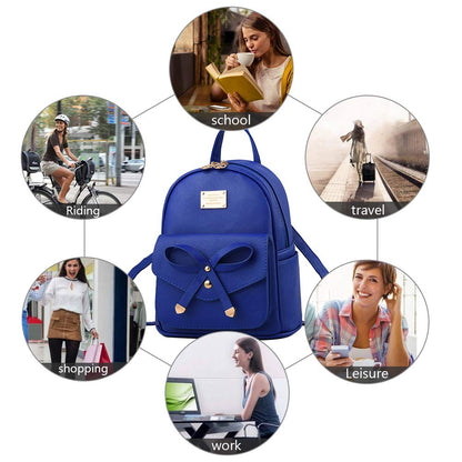 I IHAYNER Girls Bowknot Cute Leather Backpack Mini Backpack Purse for Women