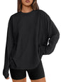 Trendy Queen Womens Oversized Long Sleeve T Shirts Basic Crewneck Tee Fall Tops Casual Workout Fashion Casual Y2K Clothes