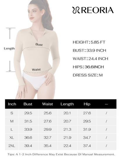 REORIA Double Lined Quarter Zip Sexy V Neck Long Sleeve Cropped Top Going Out Tops for Womens Fall Fashion 2024