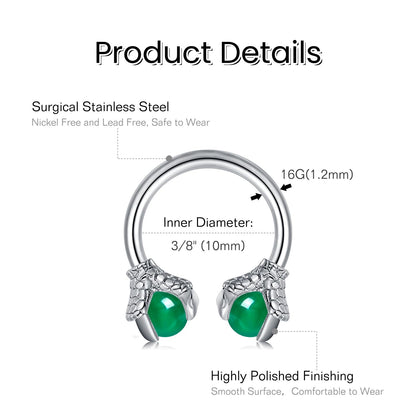FECTAS 16pcs Septum Rings 16G Septum Jewelry Surgical Steel Horseshoe Hoop Helix Daith Tragus Lip Nose Piercing Retainer for Women Men