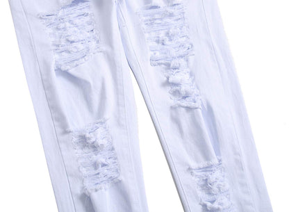 Men's Ripped Skinny Stretch Distressed Destroyed Slim Jeans Denim Pants