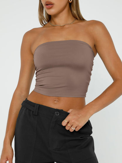 Trendy Queen Womens Tube Tops Strapless Crop Tops Basic Backless Sleeveless Bandeau Going Out Cute 2024 Summer Outfits
