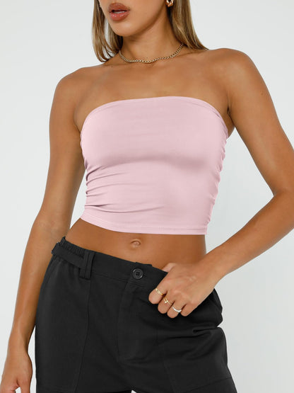 Trendy Queen Womens Tube Tops Strapless Crop Tops Basic Backless Sleeveless Bandeau Going Out Cute 2024 Summer Outfits