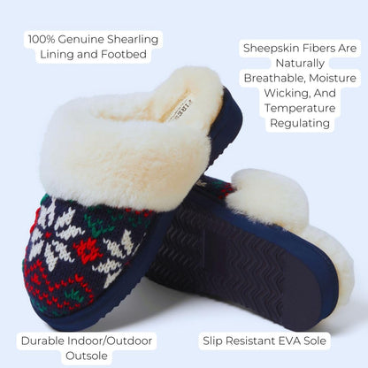 Dearfoams Women's Fireside Sydney Shearling Fur Indoor/Outdoor Scuff Slipper with Wide Widths