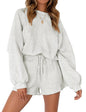 MEROKEETY Women's 2024 Fall Oversized Batwing Sleeve Lounge Sets Casual Top and Shorts 2 Piece Outfits Sweatsuit