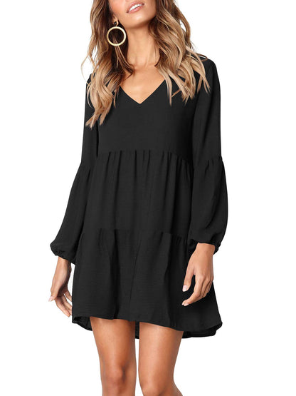 Amoretu Women Summer Tunic Dress V Neck Casual Loose Flowy Swing Shift Dress