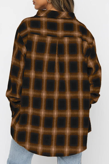 CHYRII Womens Button Down Flannel Shirts Long Sleeve Plaid Shackets Business Casual Blouse Top
