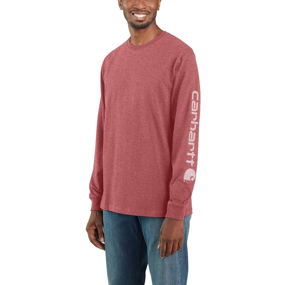 Carhartt Men's Loose Fit Heavyweight Long-Sleeve Logo Sleeve Graphic T-Shirt