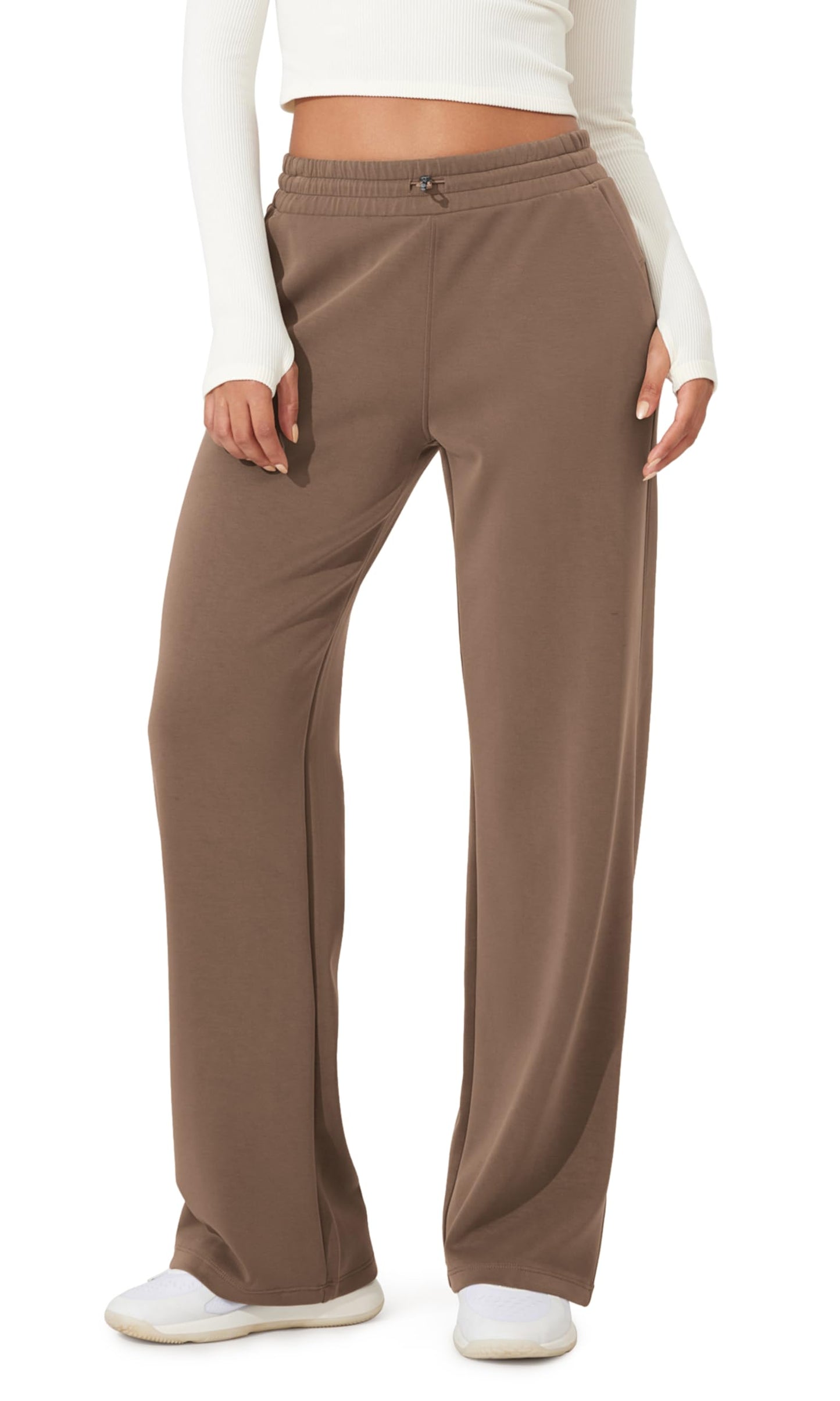 ODODOS Women's Modal Soft Wide Leg Pants with Pockets Adjustable Shockcord High Waist Casual Lounge Pants-27/29/31" Inseam