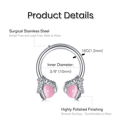 FECTAS 16pcs Septum Rings 16G Septum Jewelry Surgical Steel Horseshoe Hoop Helix Daith Tragus Lip Nose Piercing Retainer for Women Men