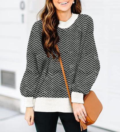 ETCYY Womens Oversized Sweaters Fall 2024 Fashion Clothes Trendy Batwing Sleeve Colorblock Striped Knit Pullover Sweater Tops