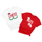 Chest and Nuts Christmas Shirts Xmas Couples Matching Outfits His and Her Holiday Short Sleeve Matching Sets