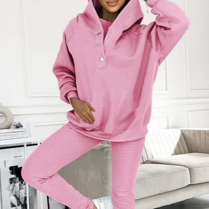 Lounge Sets for Women - 2 Piece Button Thick Outfits Sweatsuit Hoodies with Pants Fall Jogging Track Suits for Women