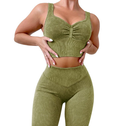 ABOCIW Workout Sets for Women 2 Piece Ribbed Seamless High Waist Scrunch Butt Leggings with Sport Bra Gym Yoga Outfits