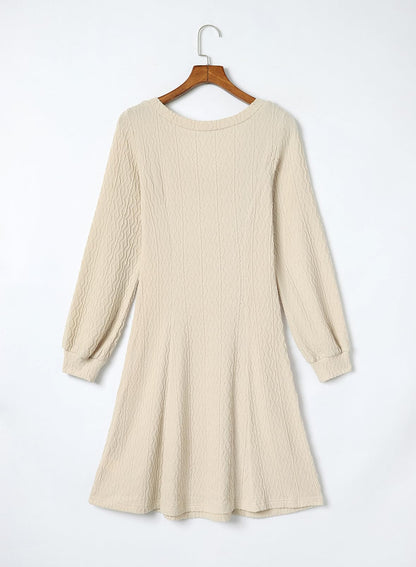 Dokotoo Work Dresses for Women 2024 Trendy Fall Dresses V Neck Knit A Line Long Sleeve Dress Sweater Dress