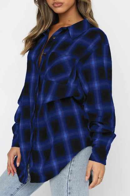 CHYRII Womens Button Down Flannel Shirts Long Sleeve Plaid Shackets Business Casual Blouse Top