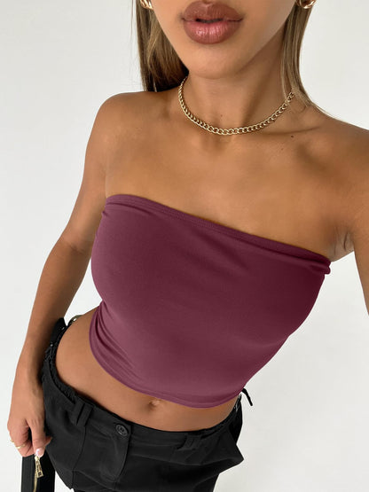 Trendy Queen Womens Tube Tops Strapless Crop Tops Basic Backless Sleeveless Bandeau Going Out Cute 2024 Summer Outfits