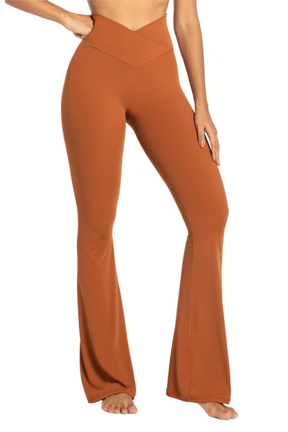 Sunzel Womens Flare Leggings with Tummy Control Crossover Waist and Wide Leg