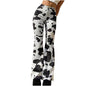 NATHGAM Women Denim Flare Pants High Waisted Y2k Cow Print Bell Bottom Jeans Soft Fashion Bootcut Skinny Trousers with Pocket