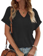 TIXOM Womens Summer V Neck Shirt Funny Letter Printed Graphic Short Sleeve Tee Casual Loose Fit Holiday Tops