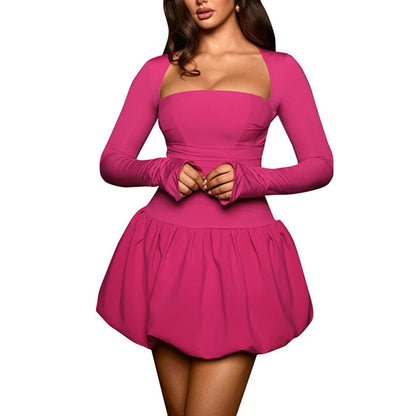 Women Y2k Puff Bubble Dress 2024 Summer Strapless Mini Dress Casual Patchwork Bandeau Tube Corset Party Sundress