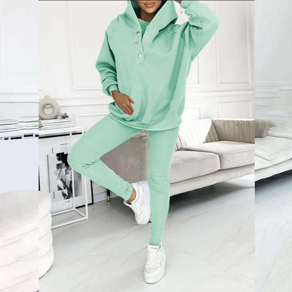 Lounge Sets for Women - 2 Piece Button Thick Outfits Sweatsuit Hoodies with Pants Fall Jogging Track Suits for Women