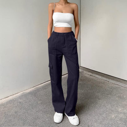 Lepunuo Cargo Pants for Women High Waisted Casual Pants Baggy Stretchy Wide Leg Y2K Streetwear with 6 Pockets