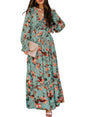 BLENCOT Womens Casual Boho Deep V Neck Short Sleeve Long Dress