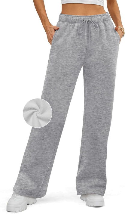 ATHMILE Womens Sweatpants 2024 Baggy Wide Fleece Lined Straight Leg Pants