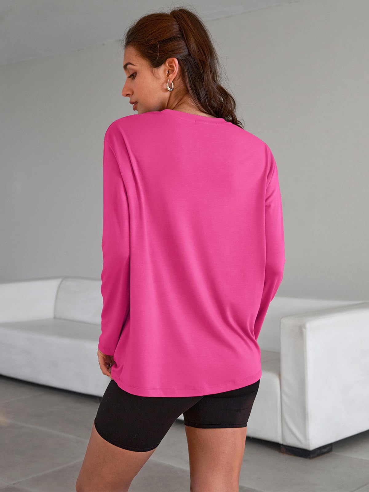 Trendy Queen Womens Oversized Long Sleeve T Shirts Basic Crewneck Tee Fall Tops Casual Workout Fashion Casual Y2K Clothes