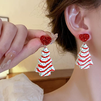 Christmas Tree Earrings for Women Xmas Earrings Colourful Christmas Tree Drop Dangle Earrings Christmas Tree Cake Earrings Christmas Tree Cat Earrings Acrylic Christmas Holiday Jewelry