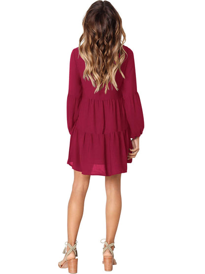 Amoretu Women Summer Tunic Dress V Neck Casual Loose Flowy Swing Shift Dress