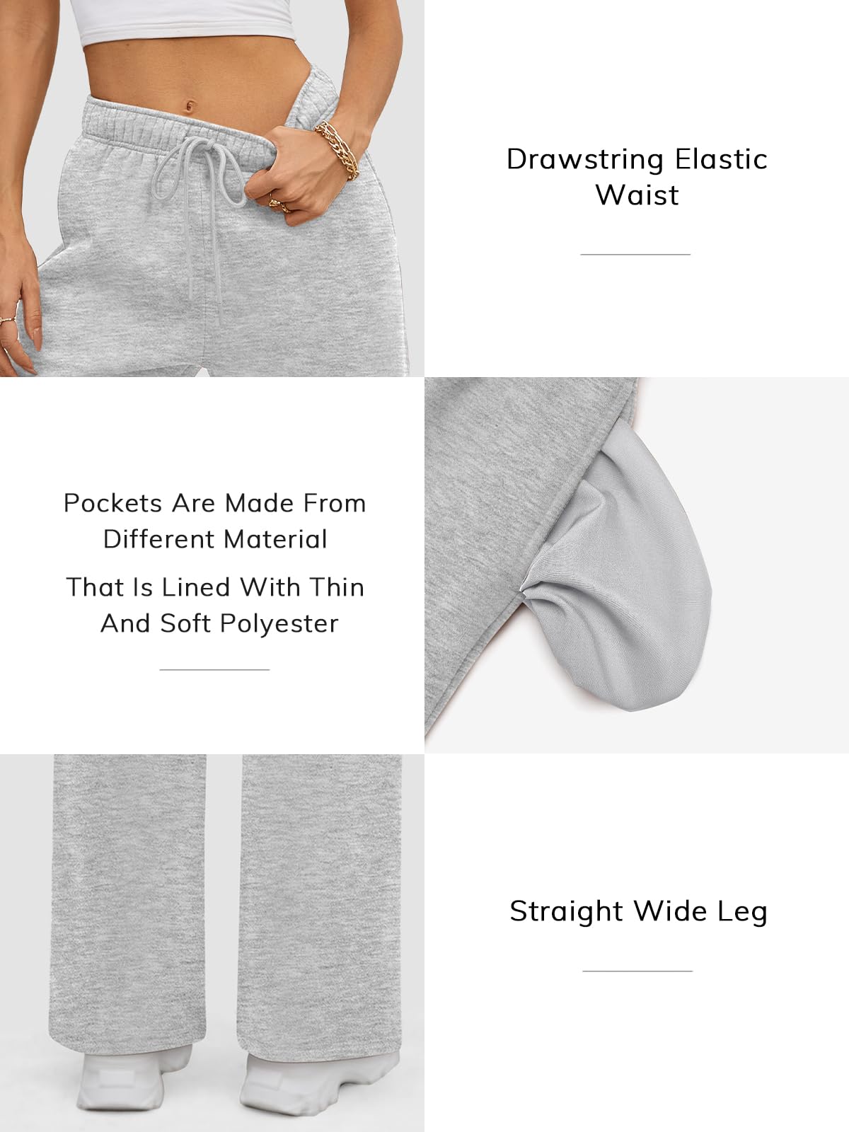 ATHMILE Womens Sweatpants 2024 Baggy Wide Fleece Lined Straight Leg Pants