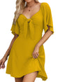 Dokotoo Womens Dresses 2024 Fall Summer Deep V Neck Elegant Bow tie Mini Dress S-XL