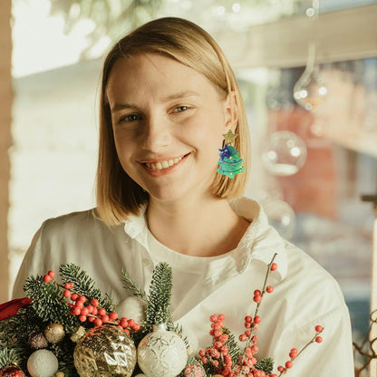 Christmas Tree Earrings for Women Xmas Earrings Colourful Christmas Tree Drop Dangle Earrings Christmas Tree Cake Earrings Christmas Tree Cat Earrings Acrylic Christmas Holiday Jewelry