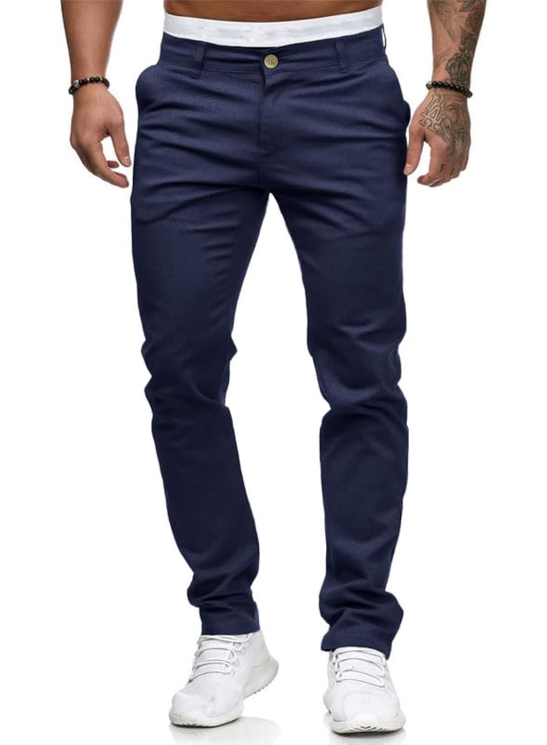 HUNGSON Mens Chinos Slim Fit Stretch Flat-Front Skinny Dress Pants