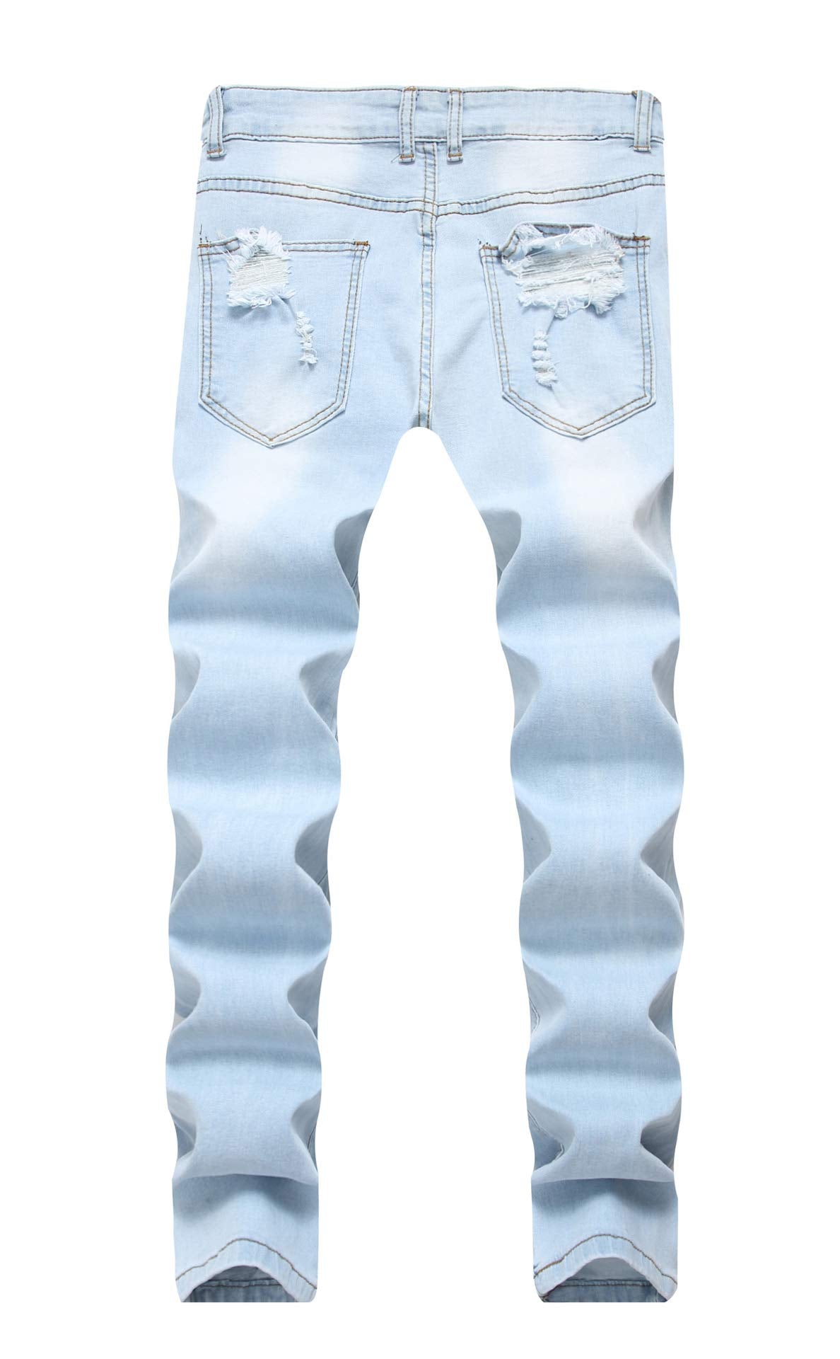 Men's Ripped Skinny Stretch Distressed Destroyed Slim Jeans Denim Pants