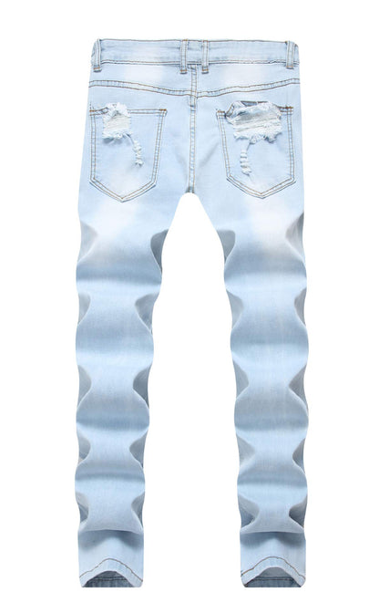 Men's Ripped Skinny Stretch Distressed Destroyed Slim Jeans Denim Pants