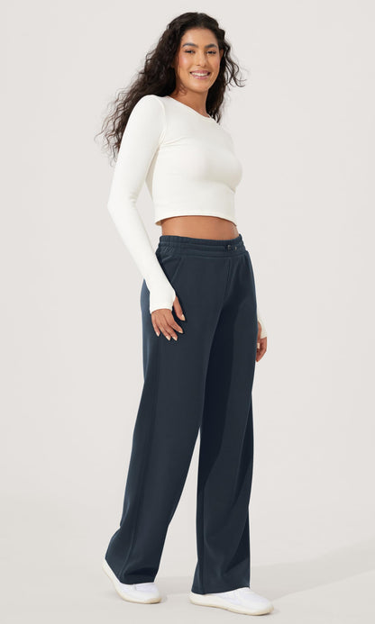 ODODOS Women's Modal Soft Wide Leg Pants with Pockets Adjustable Shockcord High Waist Casual Lounge Pants-27/29/31" Inseam